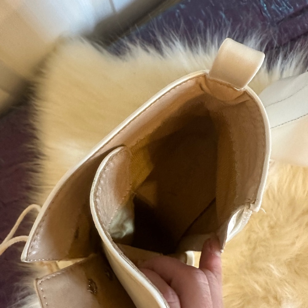 Lamoda White Platform Lace-up Booties W/ Pink Flame Gently Used Women’s Sz 8.5 - Picture 5 of 15